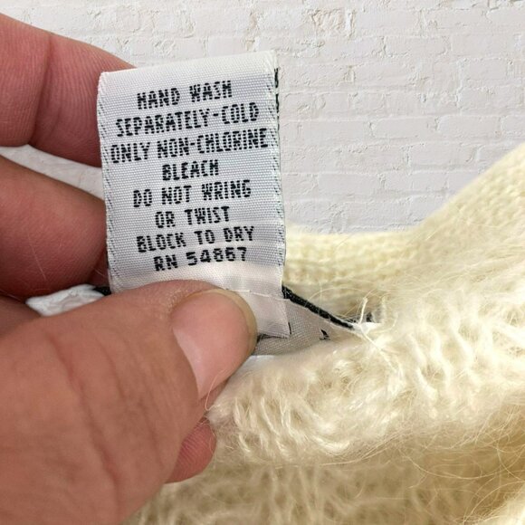 ๐งธ Express Tricot M Vintage Mohair Cardigan Cream Fuzzy 80s 90s Chunky Knit - Picture 14 of 14